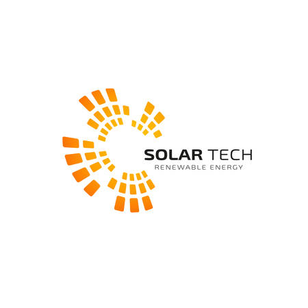 Sun solar energy logo design template. solar tech logo designsのイラスト素材