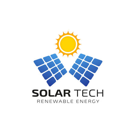 Sun solar energy logo design template. solar tech logo designs