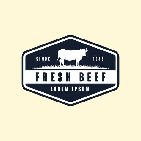 black angus logo design template. cow farm logo design. cow vector illustrationのイラスト素材