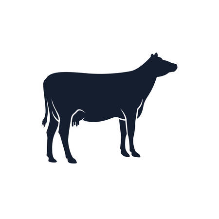 cow silhouette vector icon. black angus vector illustration. cow farm logo designのイラスト素材