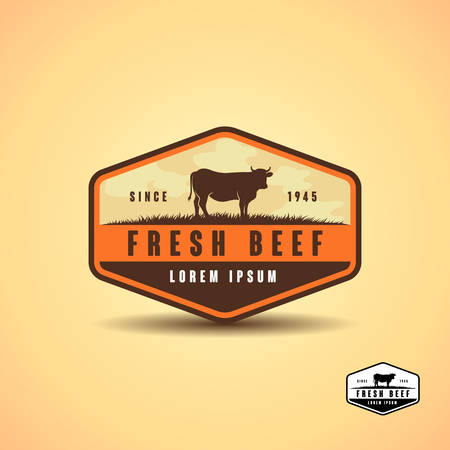 black angus logo design template. cow farm logo design. cow vector illustrationのイラスト素材