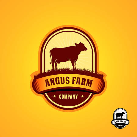 black angus logo design template. cow farm logo design. cow vector illustrationのイラスト素材
