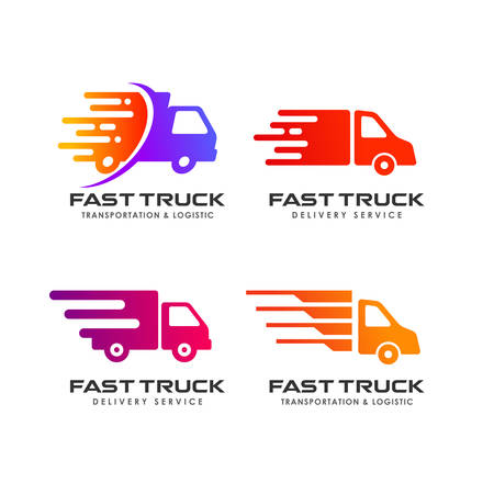 delivery truck logo design. courier logo design templateのイラスト素材