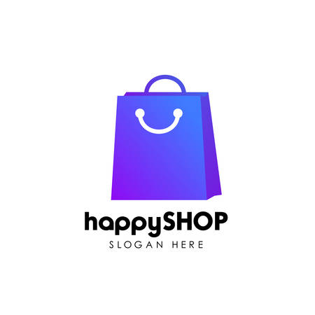happy shop logo design template. shopping logo design stockのイラスト素材