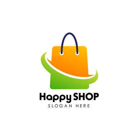 happy shop logo design template. shopping logo design stockのイラスト素材
