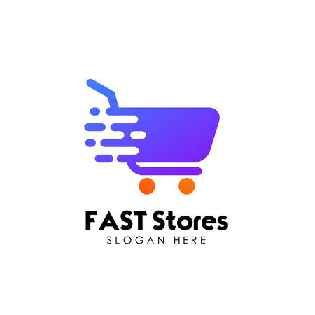 fast shopping cart logo design template. trolley icon designのイラスト素材