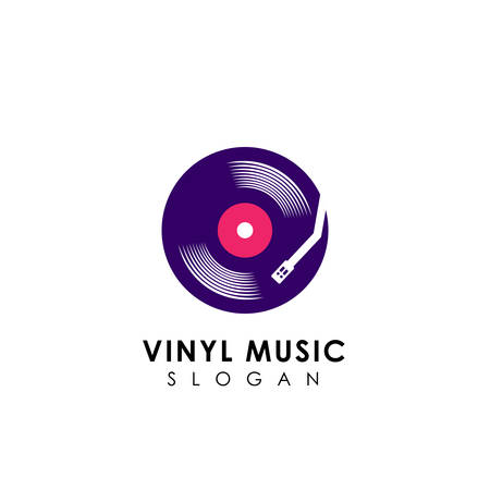 vinyl disc vector icon symbol design. vinyl music design templateのイラスト素材