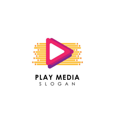 play media logo design template. play icon symbol designのイラスト素材