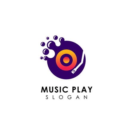 dots music play logo design template. vinyl disc vector icon symbol designのイラスト素材