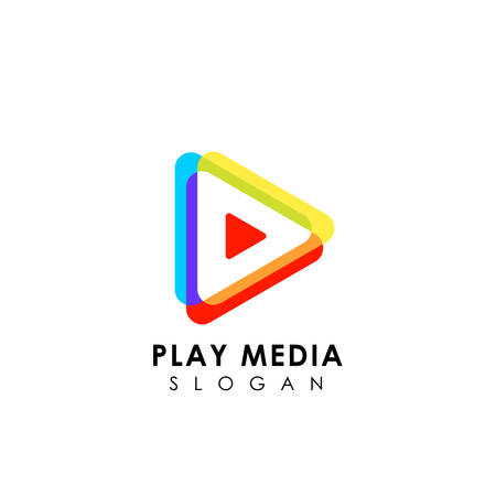 colorful play media logo design template. play icon symbol designのイラスト素材
