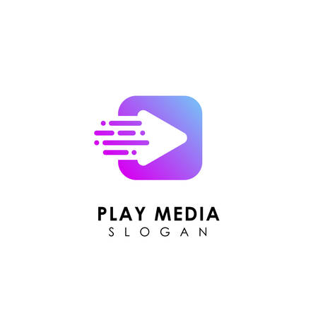fast play media logo design template. play icon symbol designのイラスト素材