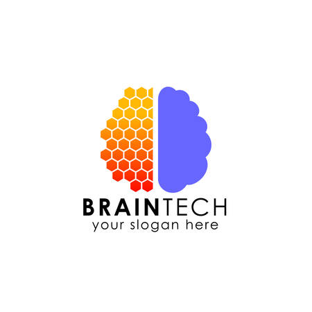 digital brain logo designのイラスト素材