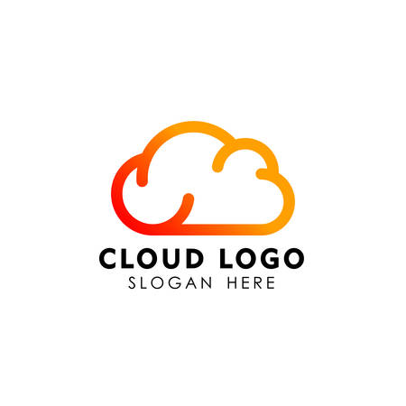cloud tech logo design in line art style. cloud logo design vector iconのイラスト素材