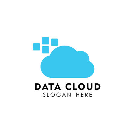 pixel cloud logo design template. data server cloud logo vector iconのイラスト素材