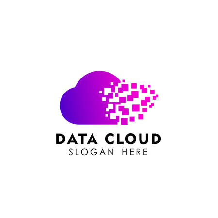 pixel cloud logo design template. data server cloud logo vector iconのイラスト素材