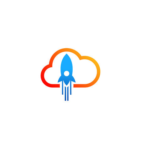 rocket cloud logo design template. cloud tech logo design templateのイラスト素材