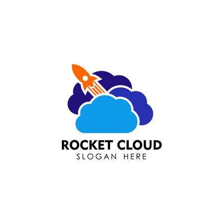 rocket cloud logo design template. cloud tech logo design templateのイラスト素材