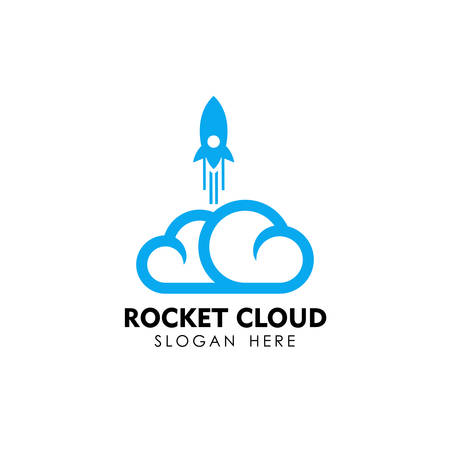 rocket cloud logo design template. cloud tech logo design templateのイラスト素材