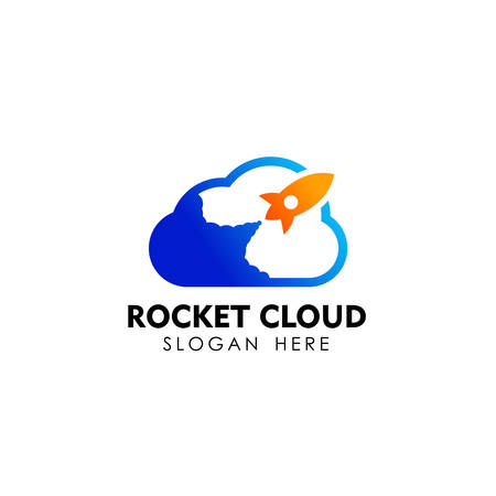 rocket cloud logo design template. cloud tech logo design templateのイラスト素材