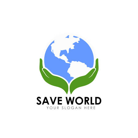 save earth logo design template. save globe logo vector iconのイラスト素材