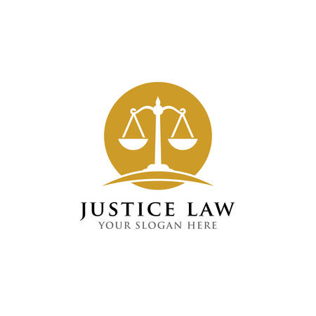 scales vector illustration. attorney logo vector design. justice law badge logo design templateのイラスト素材