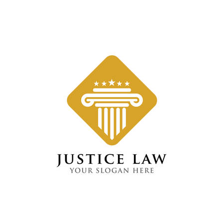 justice law logo design template. pillar and star shape illustrationのイラスト素材