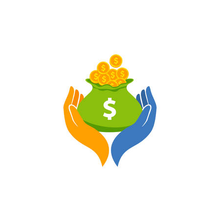 Earn money vector logo icon design. saving money symbol design with hand illustrationsのイラスト素材