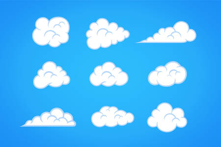 Cartoon clouds on blue background
