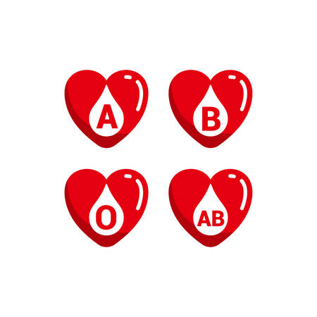 Blood type or blood group vector illustration isolated on heart shape.のイラスト素材