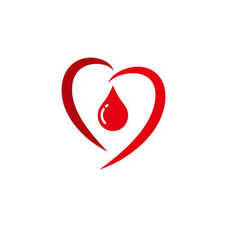 Red blood drop isolated on heart shape. blood donor volunteer vector design.のイラスト素材