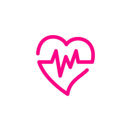 Heart beats with pulse line vector illustration. Heartbeat vector icon symbol.のイラスト素材