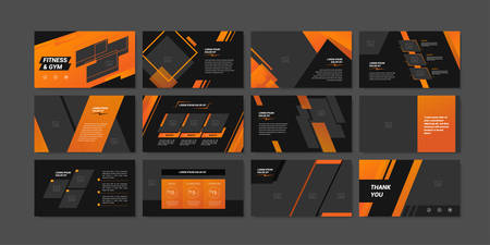 Minimal slides presentation background template. Fitness and gym presentation slides templateのイラスト素材
