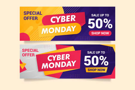 Abstract colorful sales banner background concept. Cyber monday bannerのイラスト素材