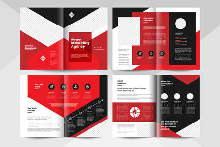 Black and red business brochure design template. Corporate business booklet template.のイラスト素材