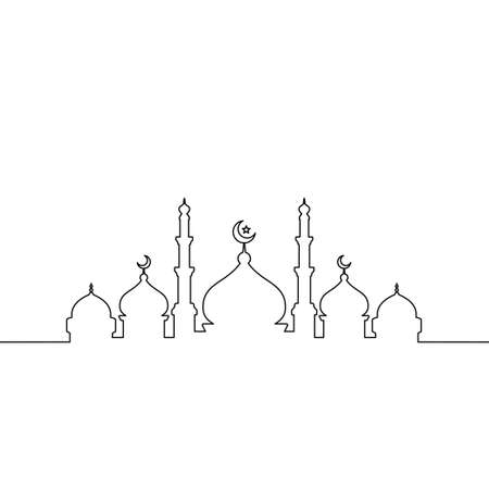 Mosque line art vector minimalist design. islamic ornament background.のイラスト素材