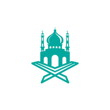 Islamic center icon silhouette logo design template with mosque vector illustrationのイラスト素材
