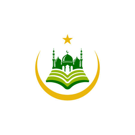 Islamic center icon silhouette logo design template with mosque vector illustrationのイラスト素材