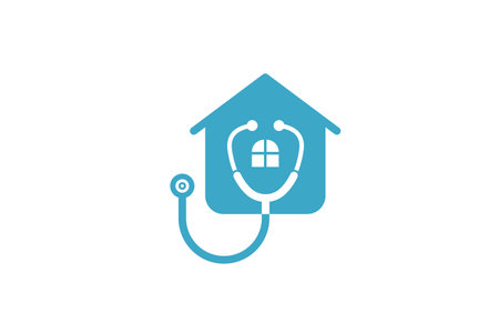 doctor home logo design with stethoscope icon.のイラスト素材