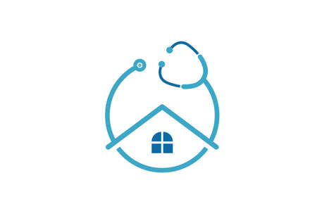 doctor home logo design with stethoscope icon.のイラスト素材