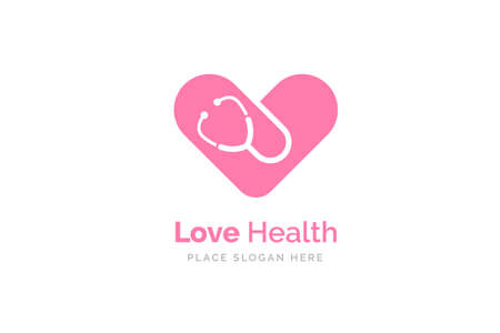 Stethoscope icon with heart shape. Health and medicine symbol.のイラスト素材