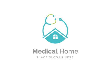 doctor home logo design with stethoscope icon.のイラスト素材