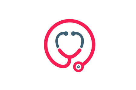 Stethoscope icon with heart shape. Health and medicine symbol.のイラスト素材