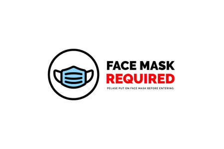 Face mask required warning prevention sign stickerのイラスト素材