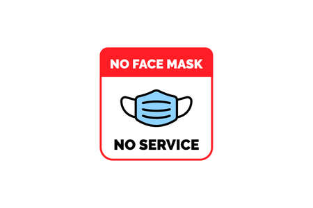 Face mask required warning prevention sign sticker. No face mask no service sign design.のイラスト素材