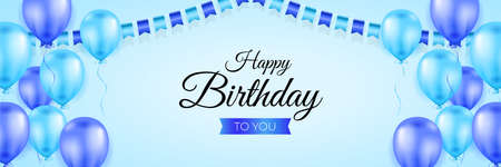 Happy birthday background design with realistic balloons.のイラスト素材