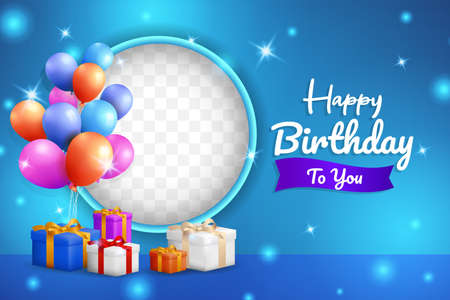 Happy birthday background design with realistic balloons.のイラスト素材