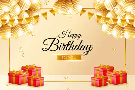 Happy birthday background design with realistic balloons.のイラスト素材