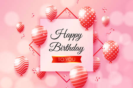 Happy birthday background design with realistic balloons.のイラスト素材