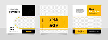 Minimalist furniture and home interior sale banner or social media post template.のイラスト素材