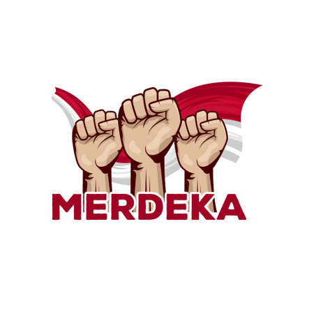 Happy Indonesia independence day greeting design template. Indonesia merdeka illustration designのイラスト素材